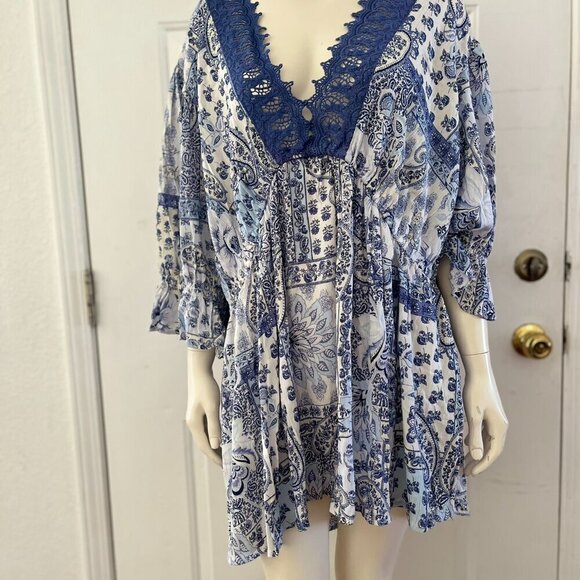 Romantic Gypsy Plus-Size Embroidered BoHo Bohemian Hippie Peasant Tunic Sz 4x - Picture 3 of 11